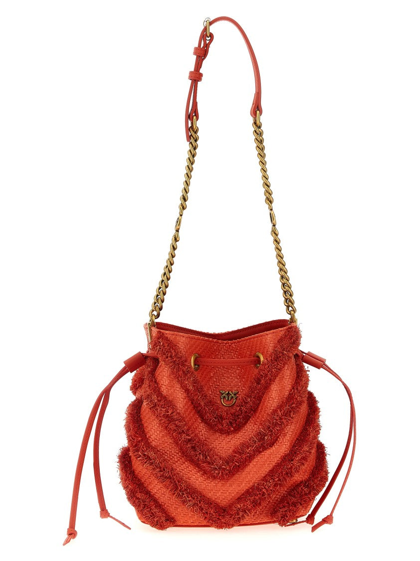 Pinko Raffia Mini Bucket Bag