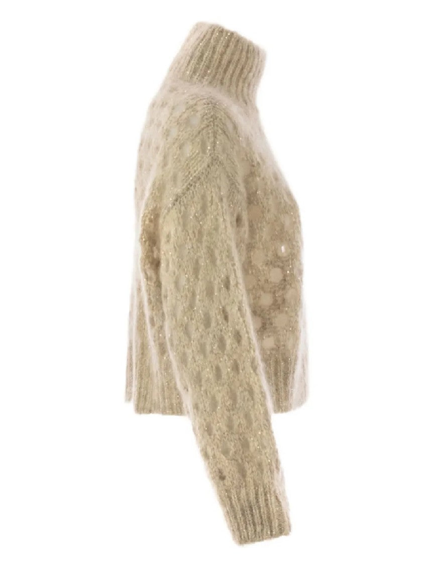 Brunello Cucinelli Textured Knit Sweater With High Ribbed Turtleneck