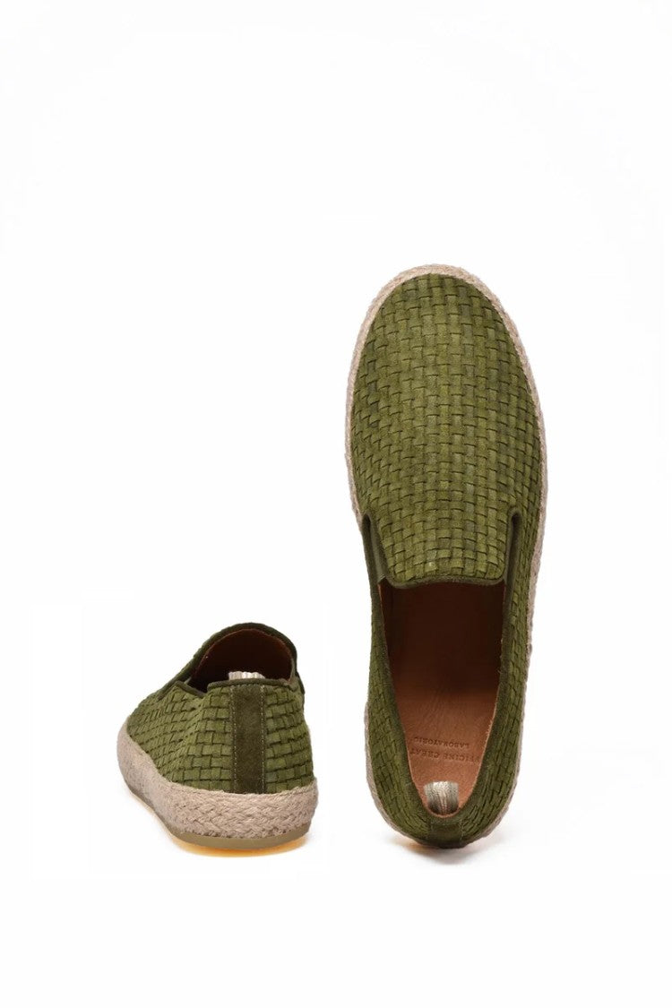 Officine Creative Suede Slip On - Olive Green