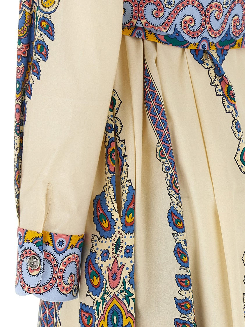 Etro Medallion-Pattern Cotton Poplin Dress With Paisley Detail