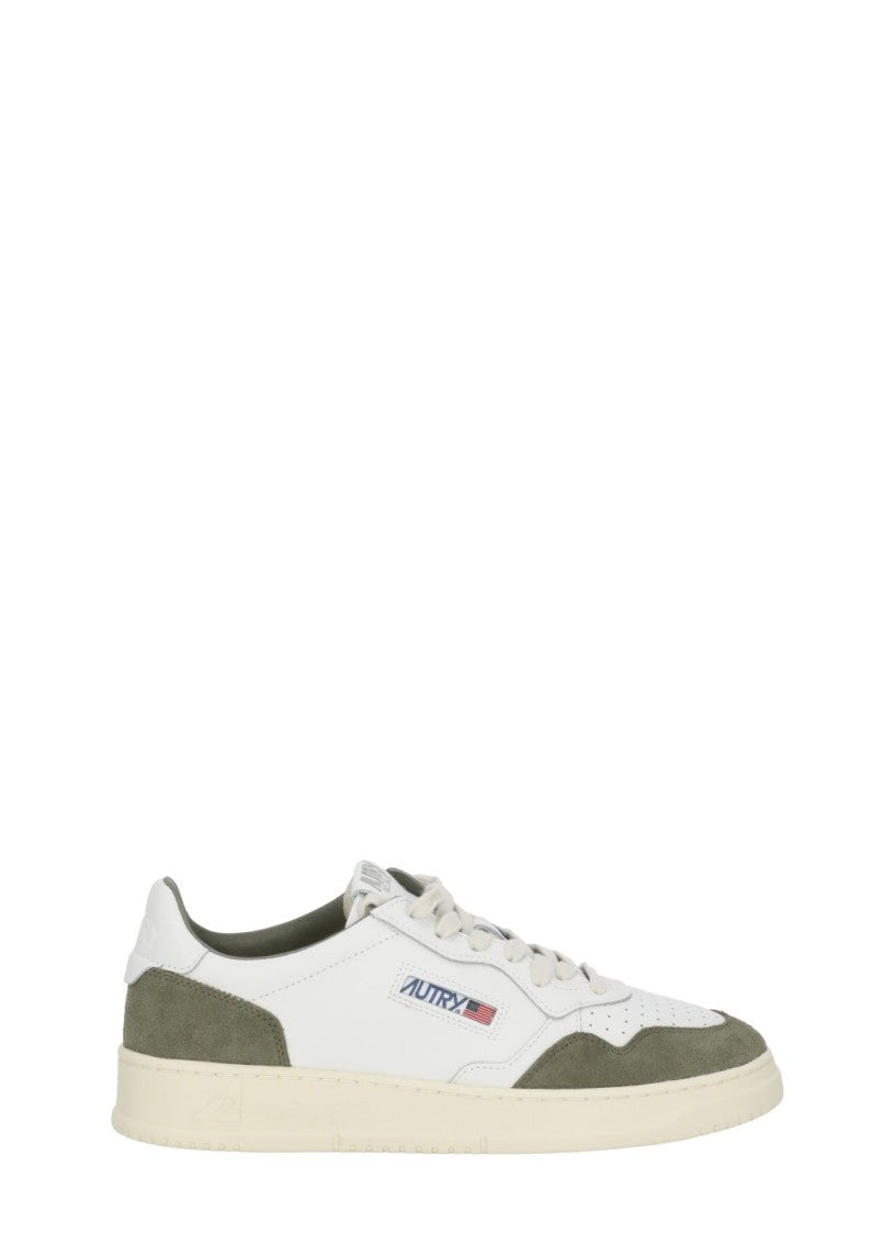Autry White Grey Suede Logo Detail Low-Top Sneakers