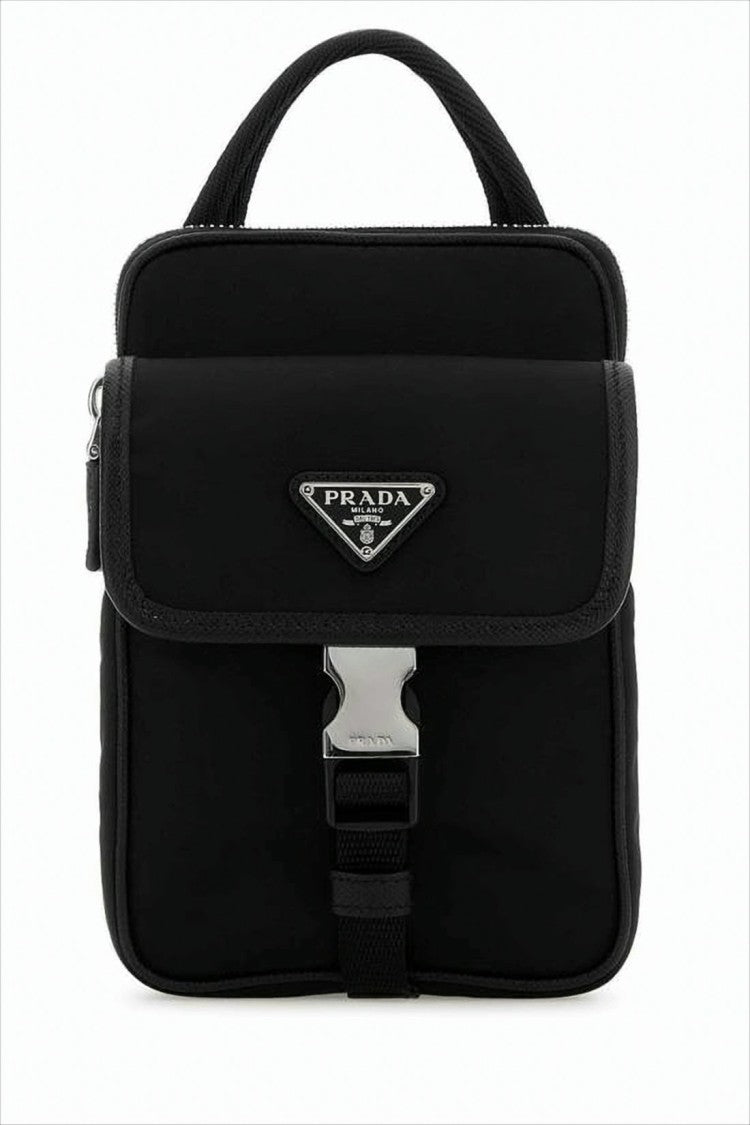 Prada Compact Square Tote Bag With Silver-Tone Buckle