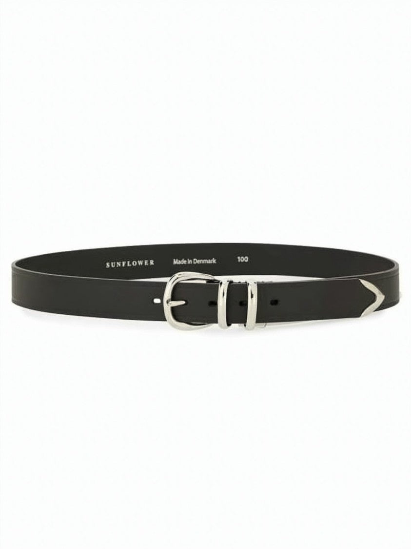 Sunflower Smooth Calf Leather Belt With Polished Silver Accents