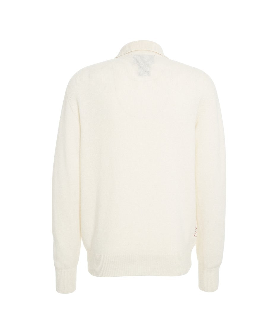 Amaranto Polo Collar Cardigan In Soft Knit Fabric