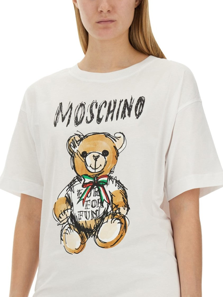 Moschino Oversized Cotton Dress Graphic Teddy Bear