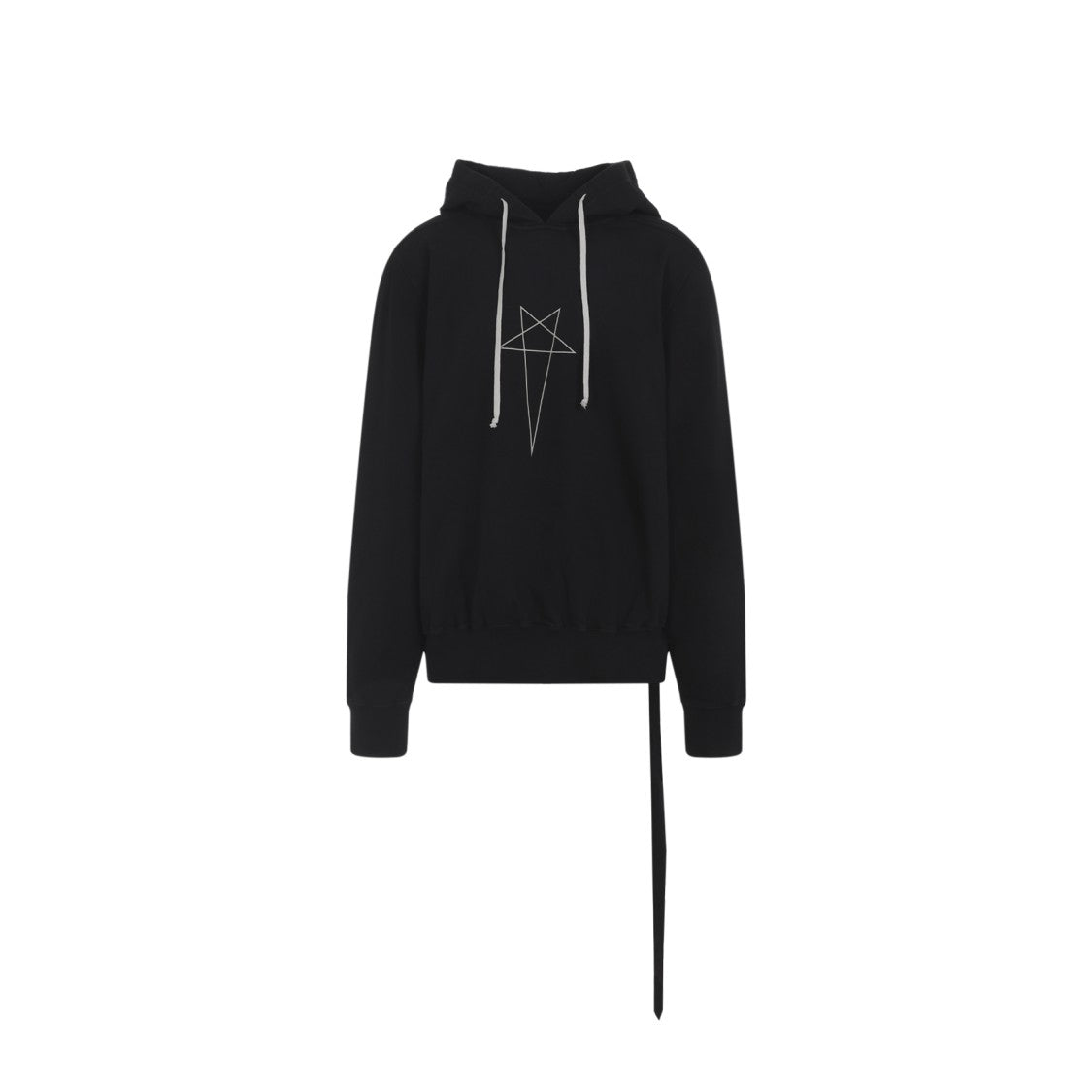 Drkshdw By Rick Owens Black Cotton Hoodie With Geometric Star Design