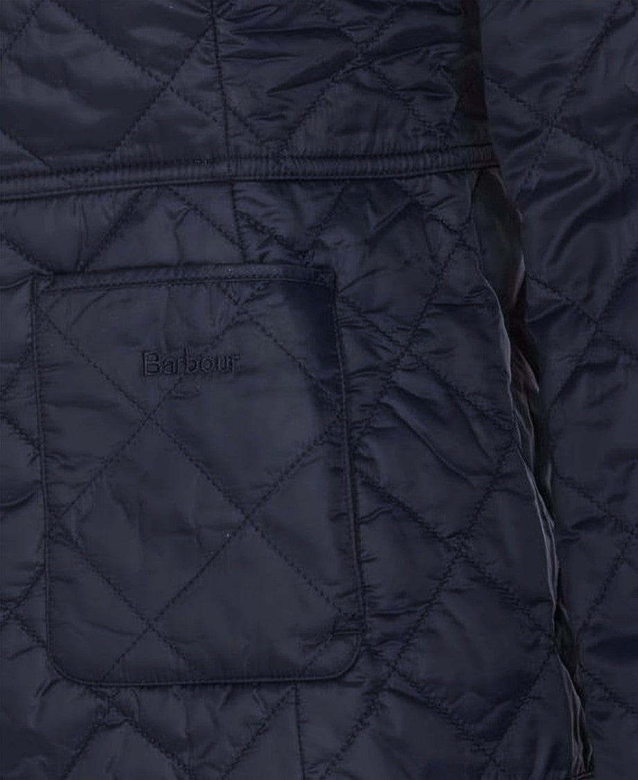 Barbour Quilted Blue Jacket With Corduroy Collar