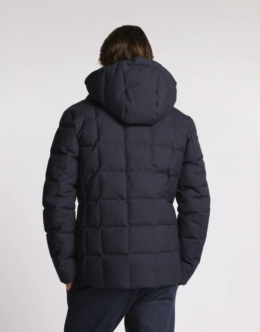Fay Versatile Detachable Hood Puffer Jacket In Deep Navy