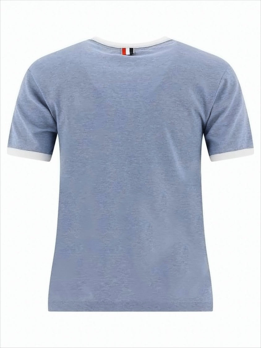 Thom Browne Light Blue Short-Sleeved Knit Top