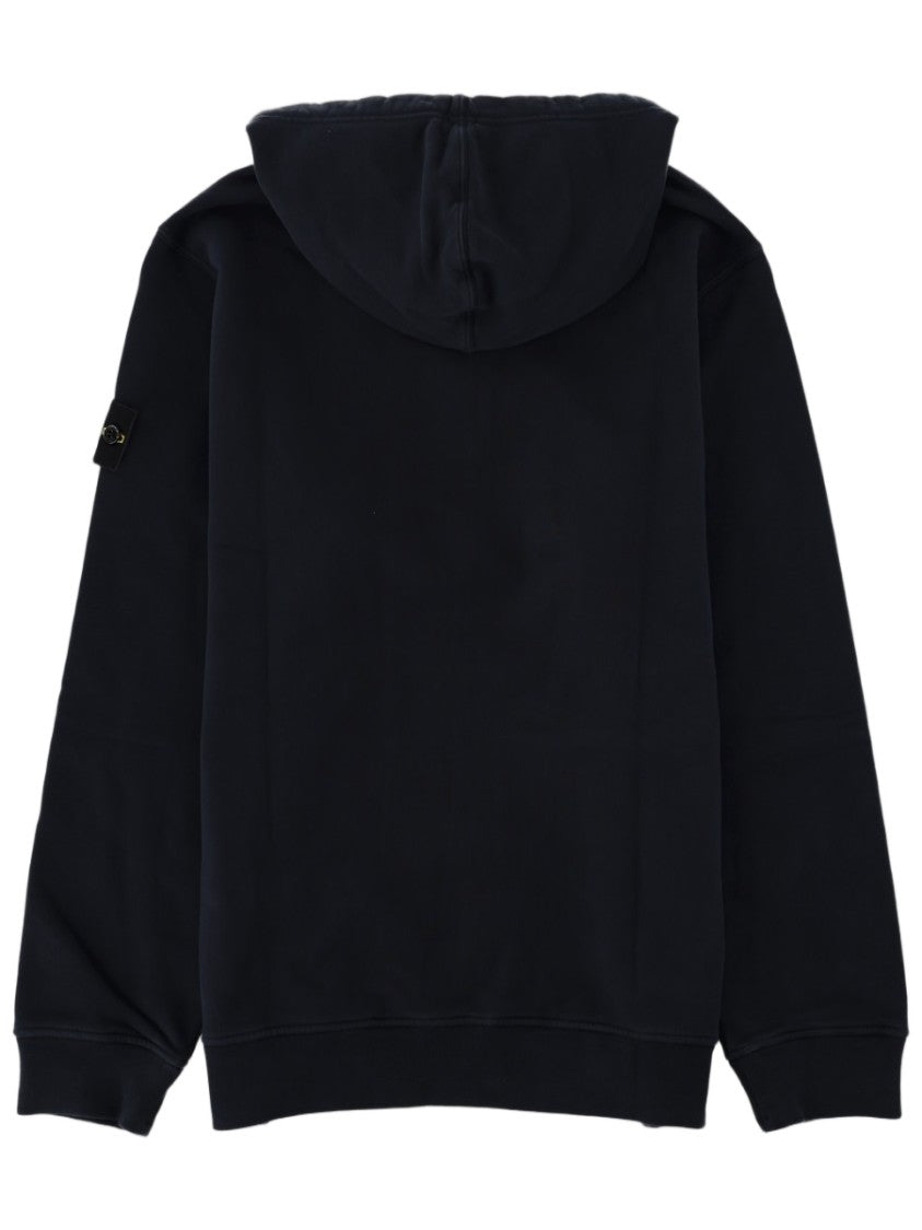 Stone Island Patch Logo Zip-Up Cotton Hoodie