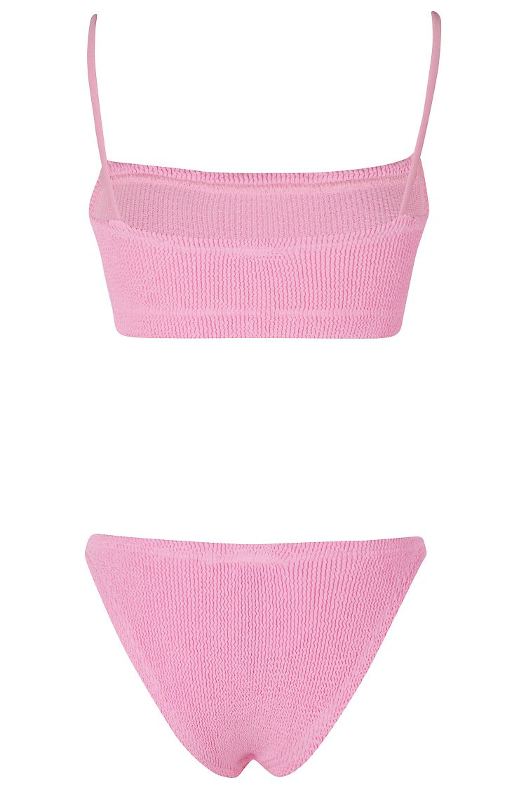 Hunza G Bubblegum Pink Gigi Bandeau Sliding Strap Polyamide Bikini