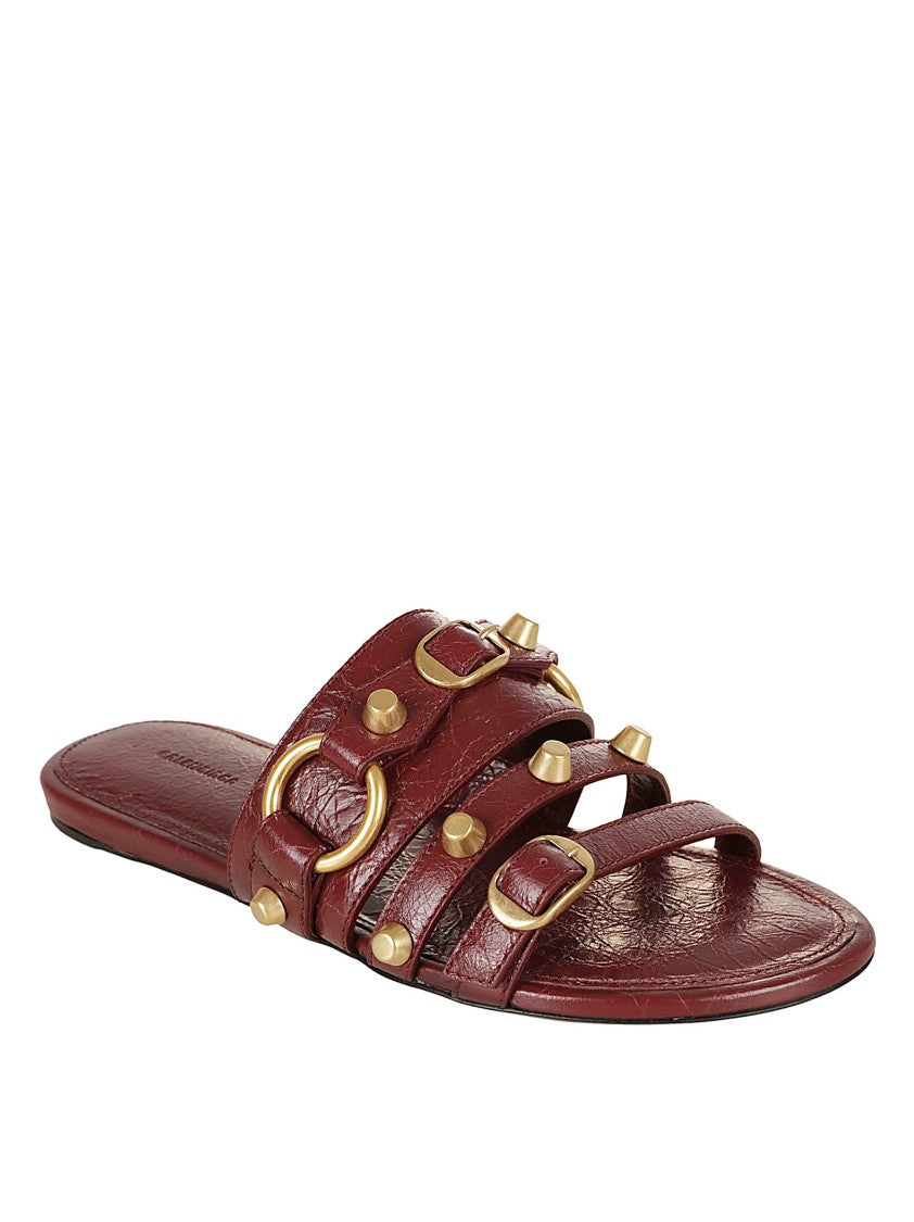 Balenciaga Deep Red Arena Lambskin Slide Sandal
