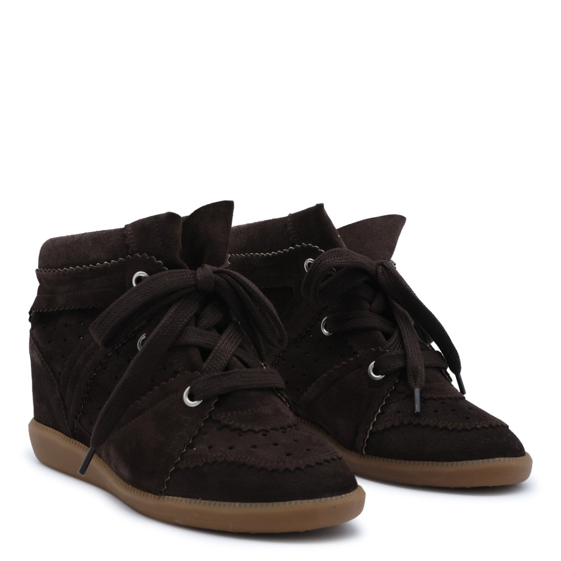 Isabel Marant Perforated Hidden Wedge High-Top Sneakers