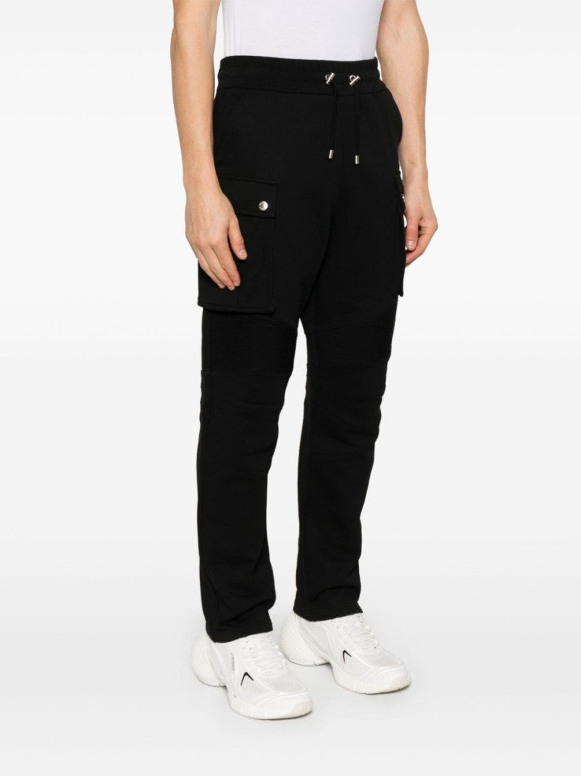 Balmain Black Elasticated Drawstring Cargo Pocket Trousers