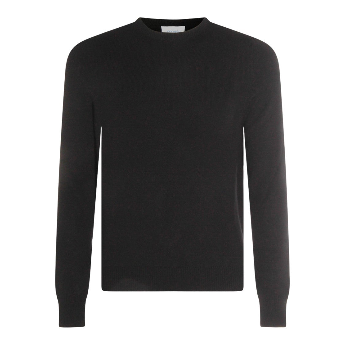 Malo Crew Neck Black Sweater With Ribbed Cuffs