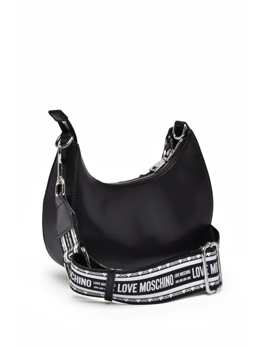 Love Moschino Black Half-Moon Polyurethane Mini Shoulder Bag