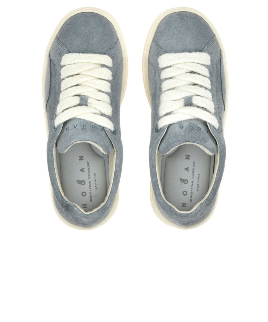 Hogan Minimalist Blue-Grey Suede Sneakers