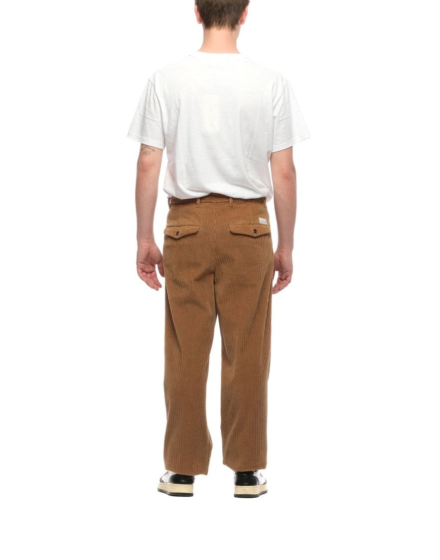 Nine In The Morning Soft Straight-Leg Corduroy Trousers In Warm Beige