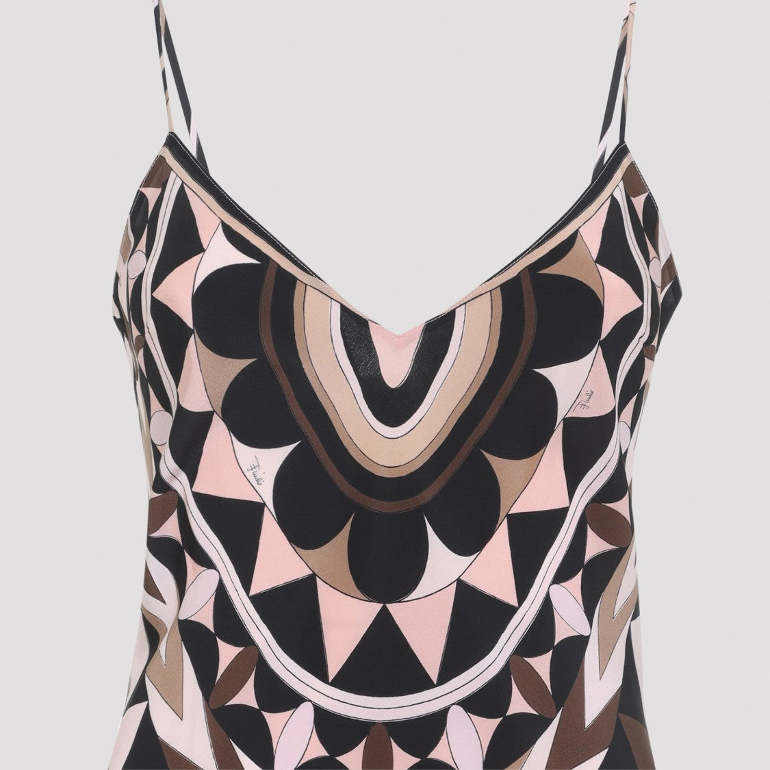 Pucci Long Geometric Silk Dress With V-Neckline