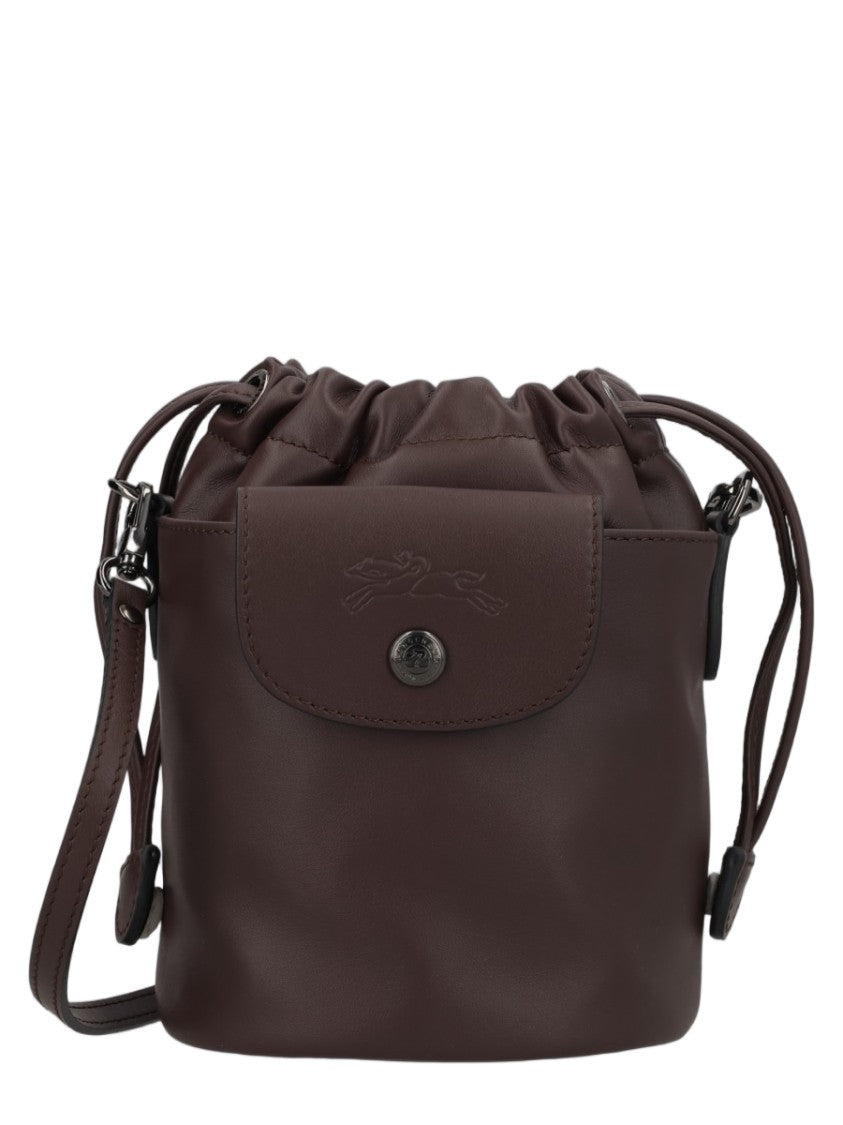 Longchamp Small Bucket-Style Leather Bag With Drawstring Closure