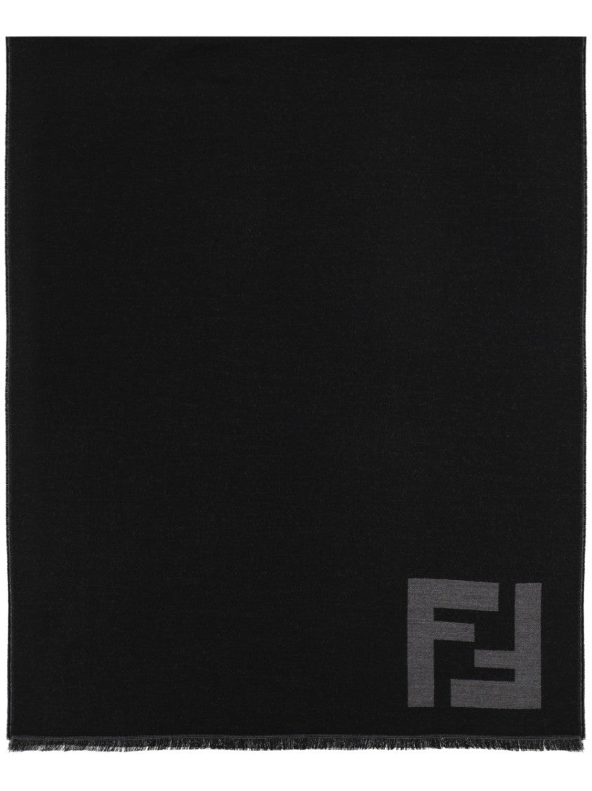 Fendi Rectangular Logo Virgin Wool Scarf