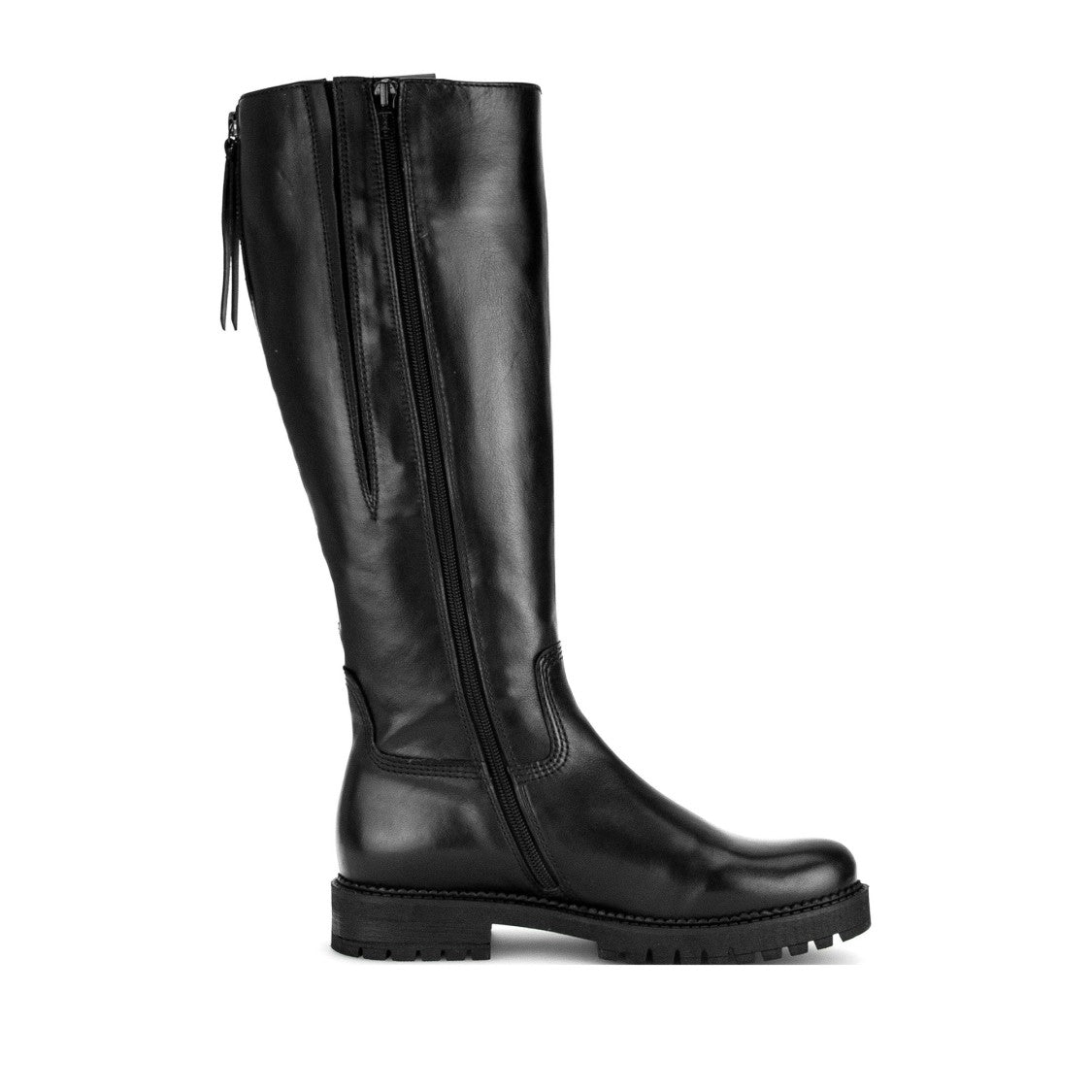 Gabor Black Smooth Leather Rounded Toe Boots