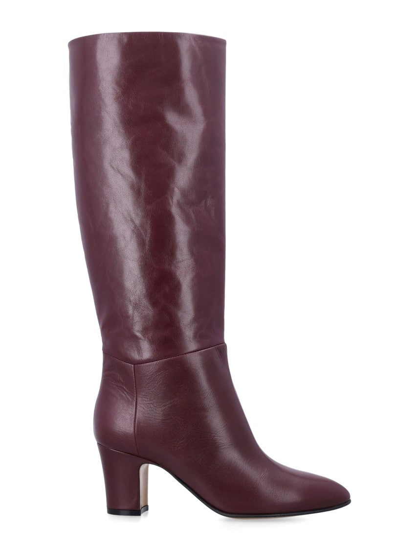 Alberta Ferretti Burgundy Goat Leather Tall Boots