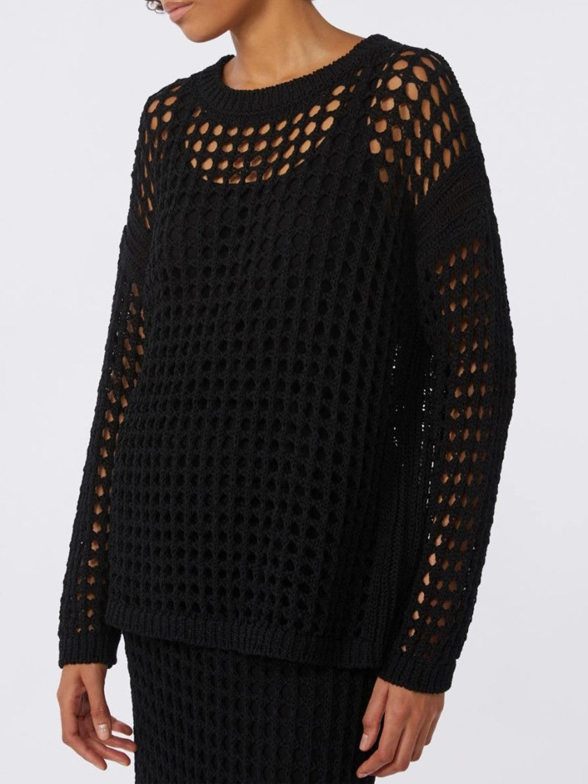 Max Mara Black Febe Open-Weave Knit Sweater