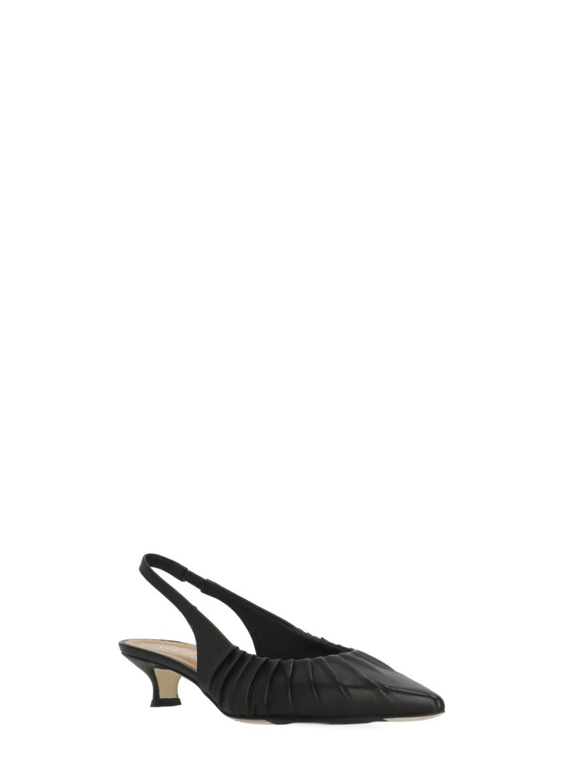 Juilie Dee Black Julie Dee Leather Slingback Pumps