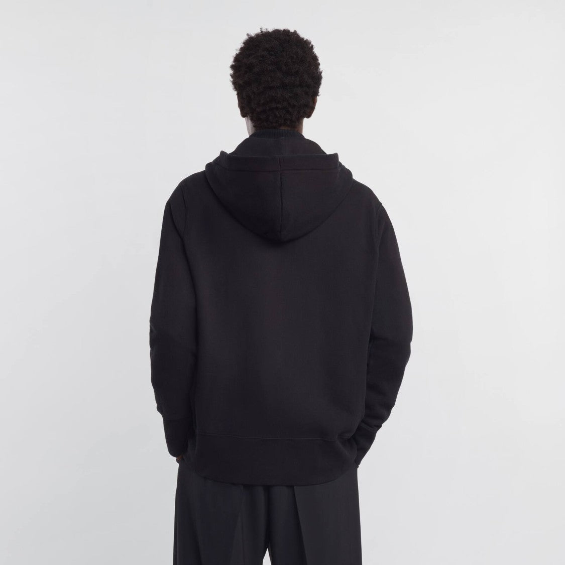 Hogan Refined Black Zip Hoodie In Virgin Wool