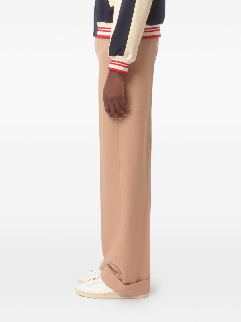 Valentino Garavani Relaxed Fit Camel Brown Wool Trousers