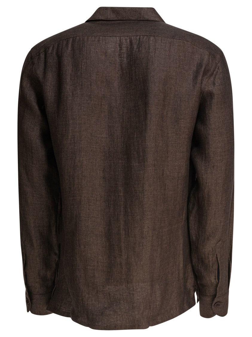 Borriello Linen Shirt With Classic Collar