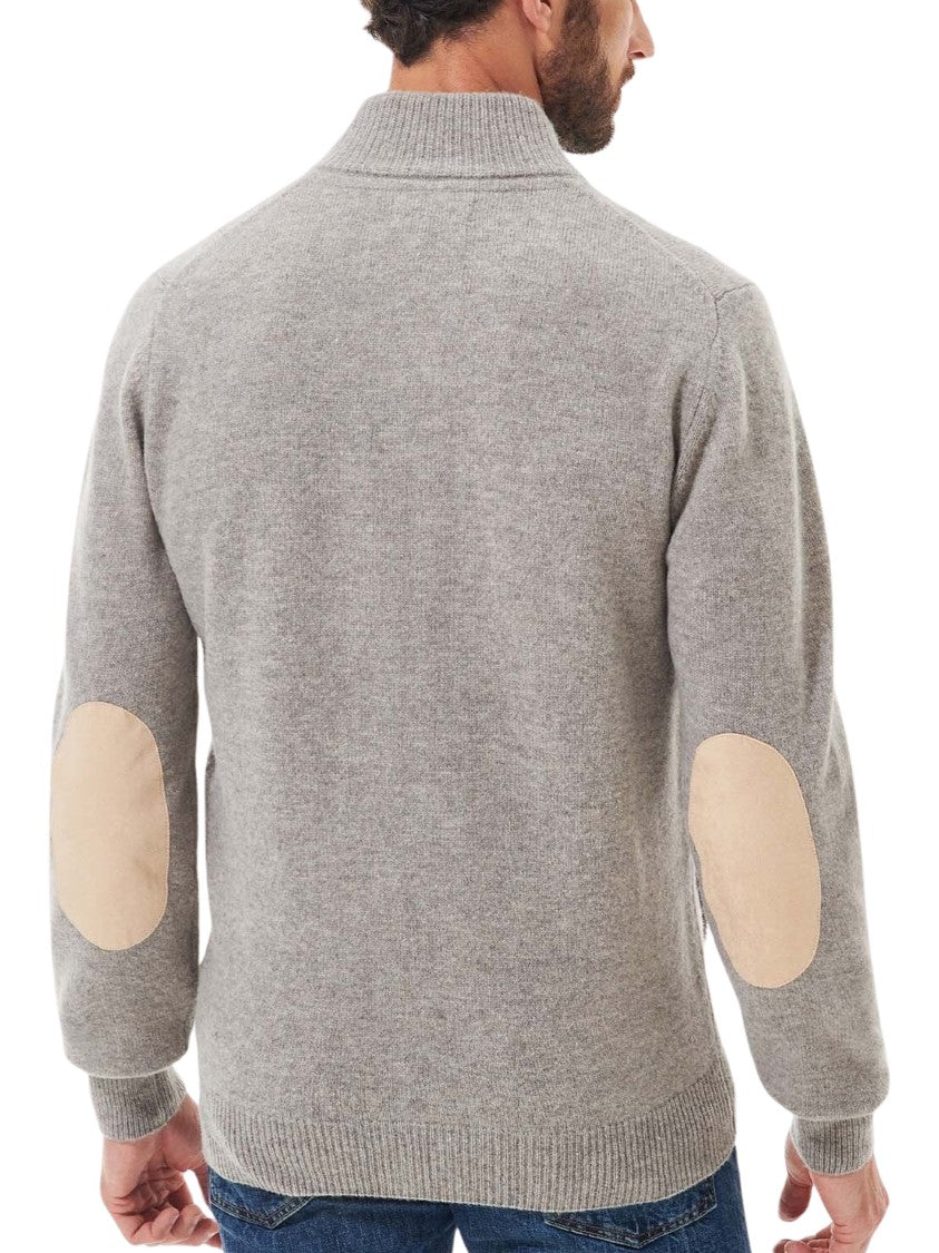 Barbour Full Button-Down Wool Sweater With Ribbed Collar And Elbow Patches
