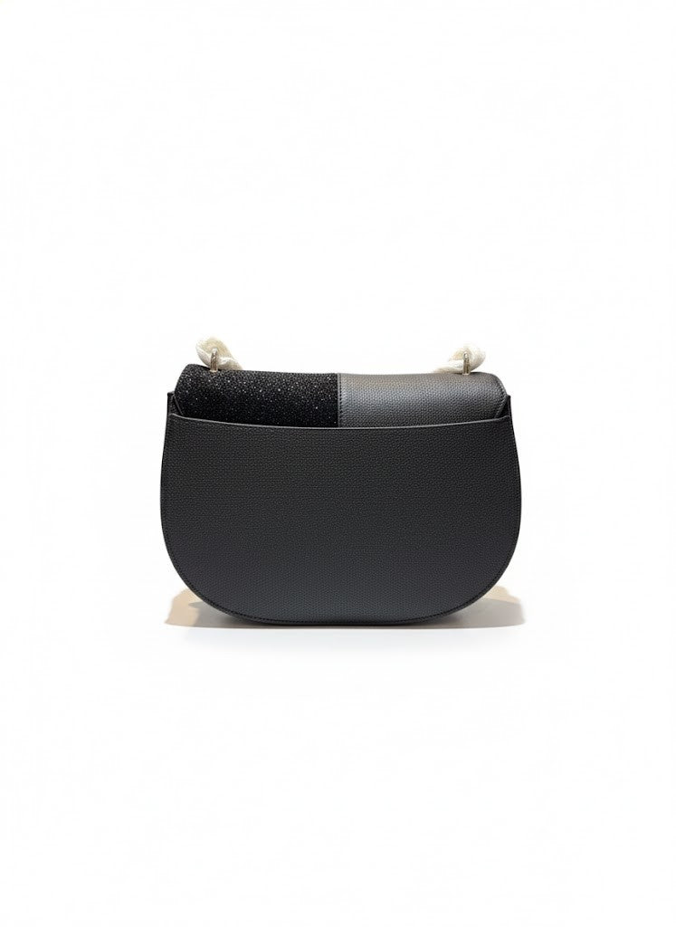 Richmond Half-And-Half Design Shoulder Bag With Metallic Emblem