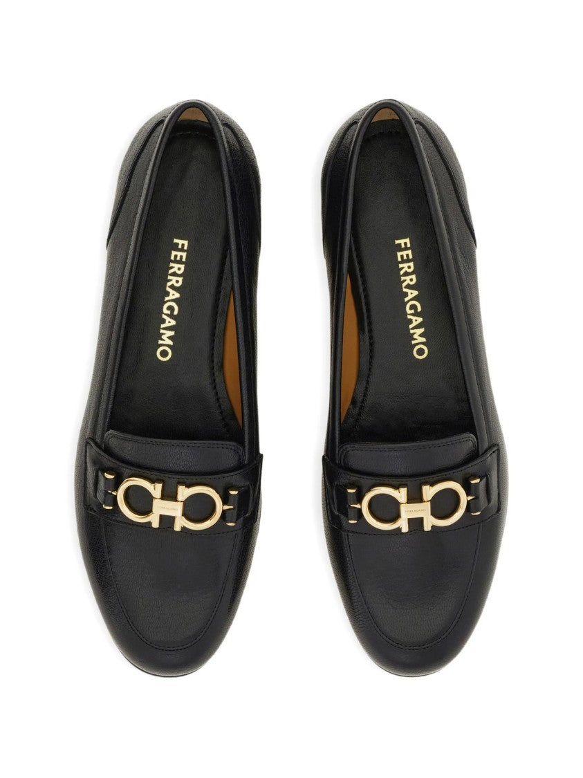 Salvatore Ferragamo Goat Skin Leather Gold Bit Loafers