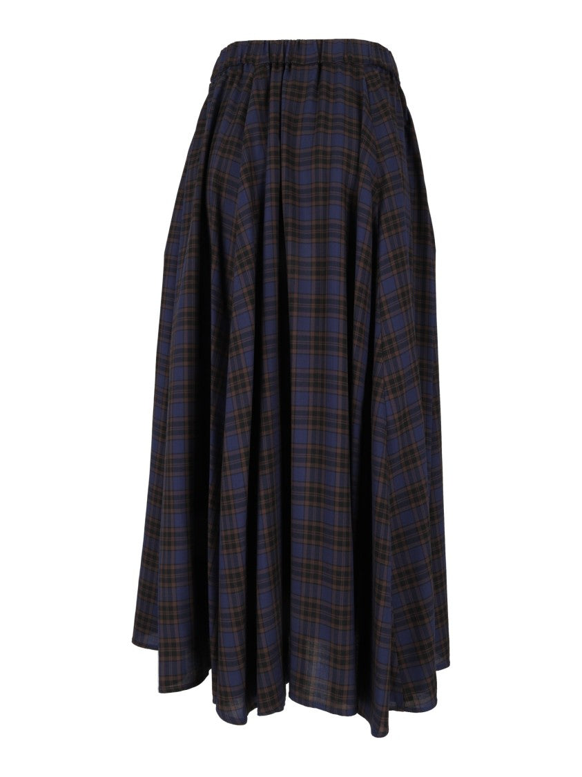 Aspesi Plaid Relaxed Flared Midi Skirt