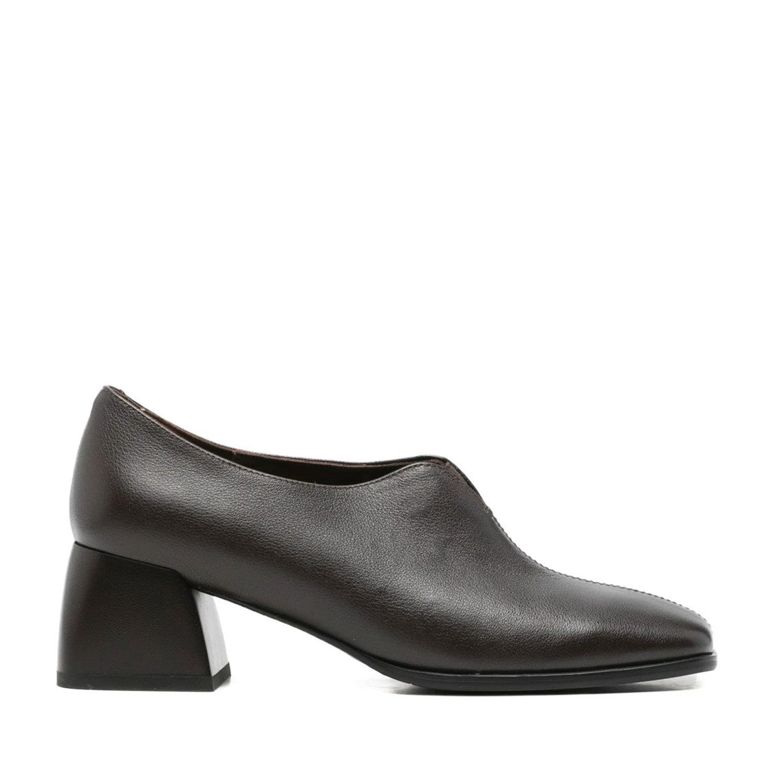 Linda Baumann Brown Subtle Seam Detail Mid-Height Leather Dress Pumps