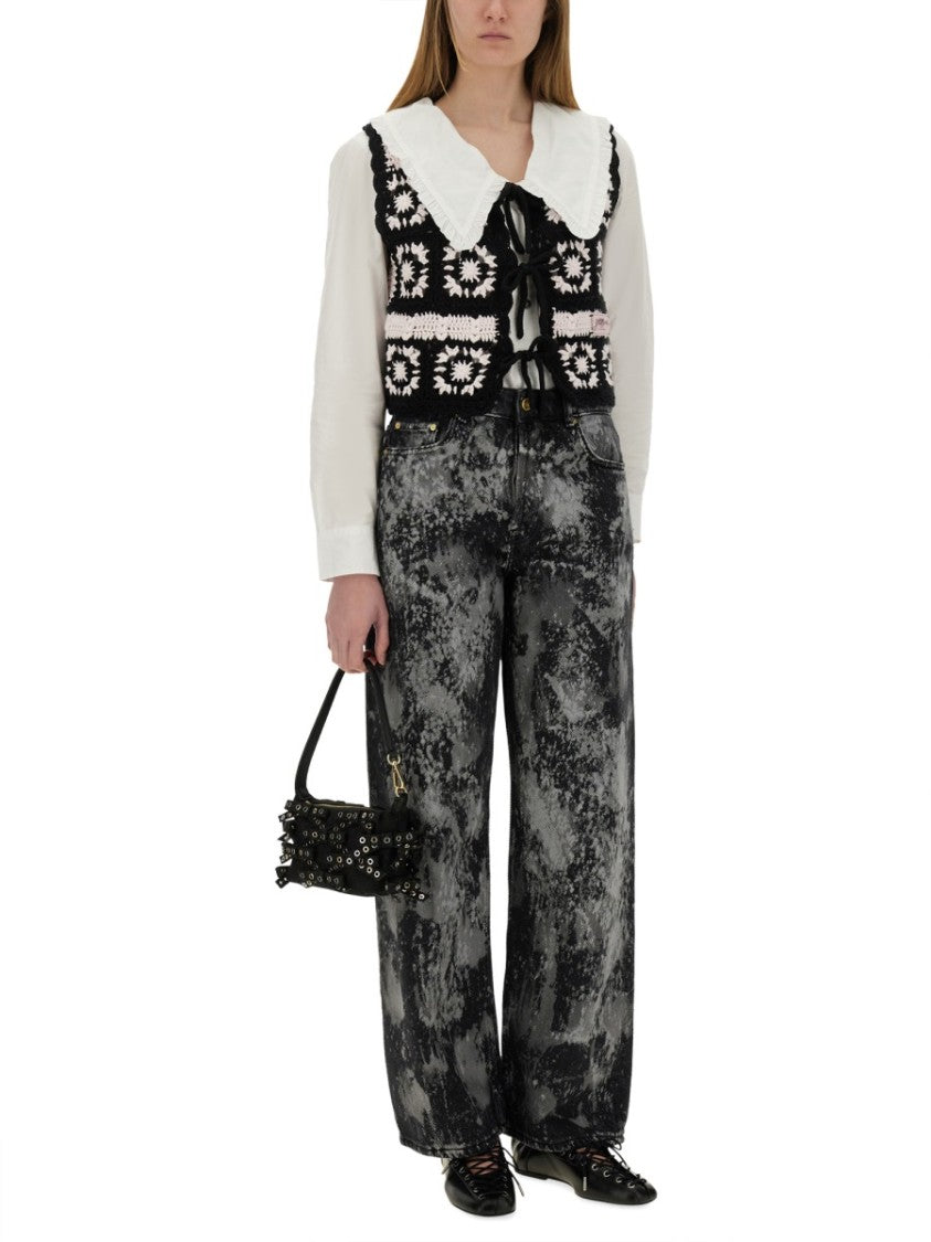 Ganni Floral Crochet Knit Vest