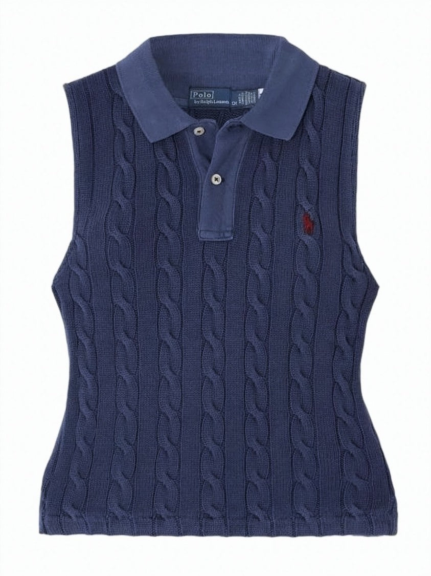 Polo Ralph Lauren Sleeveless Cable Knit Polo Top