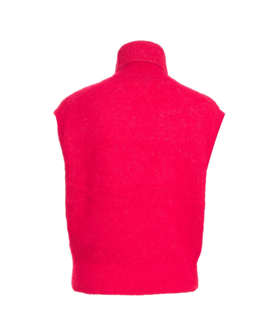 Second Female Sleeveless Knit Gilet With High Collar
