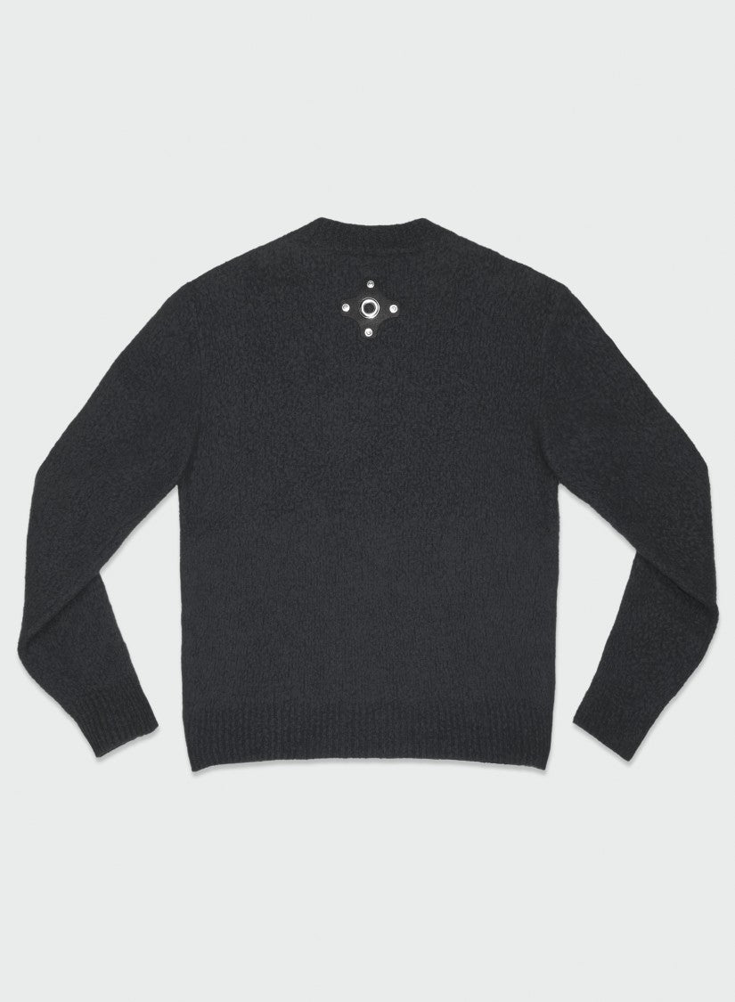 Craig Green Textured Grey Wool Jumper With Felt Patch Detail