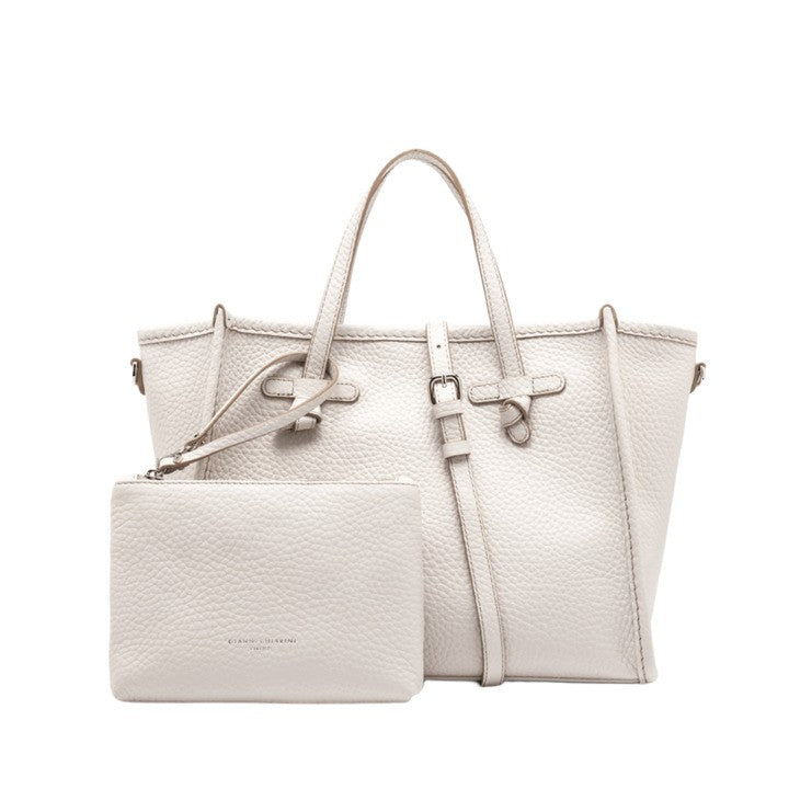 Marcella Sabbia Double Leather Handbag With Magnetic Closure