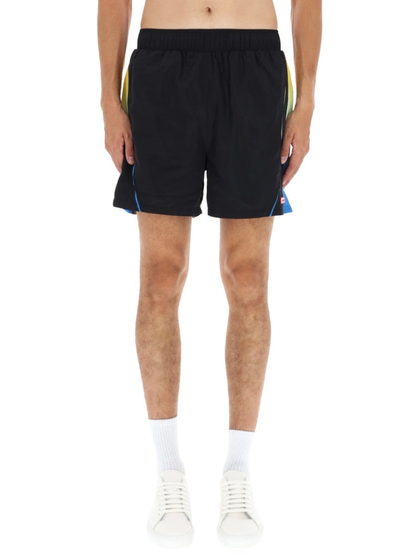 Casablanca Sporty Black Shorts With Colorful Accent Panels