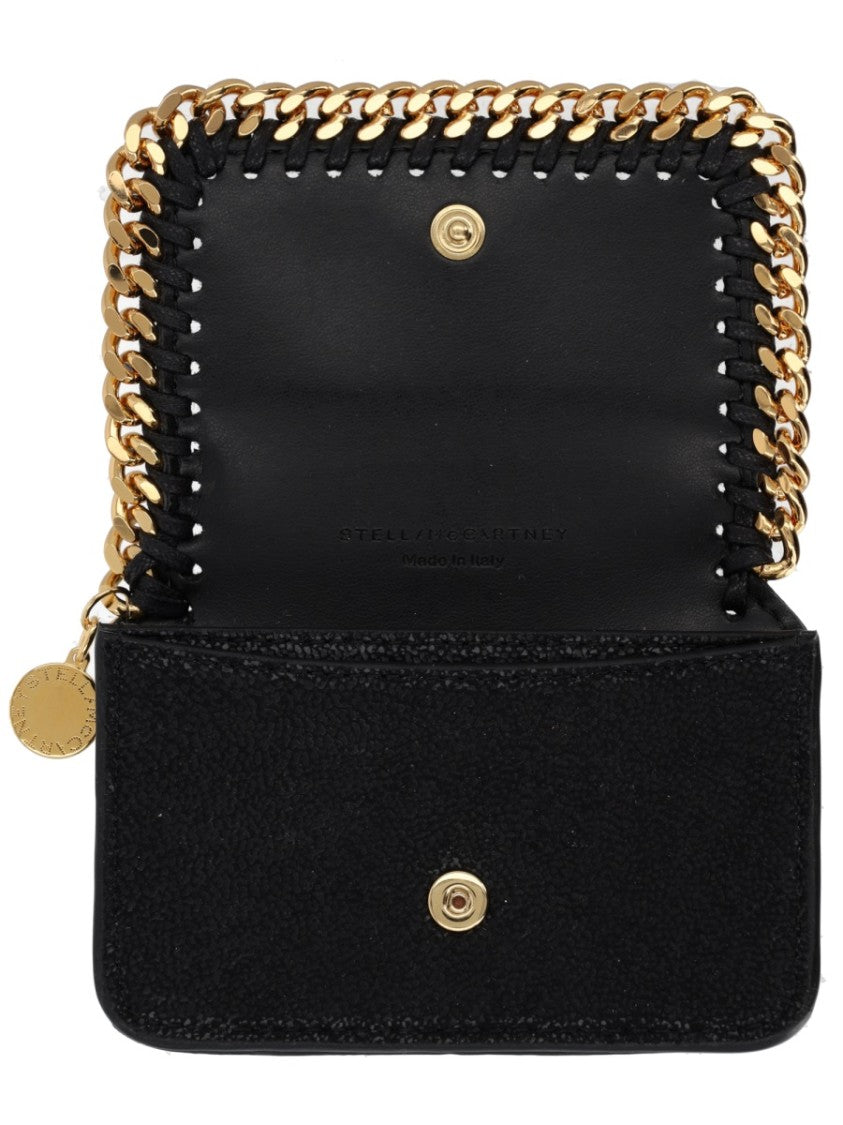Stella Mccartney Black Falabella Gold Chain Trim Wallet