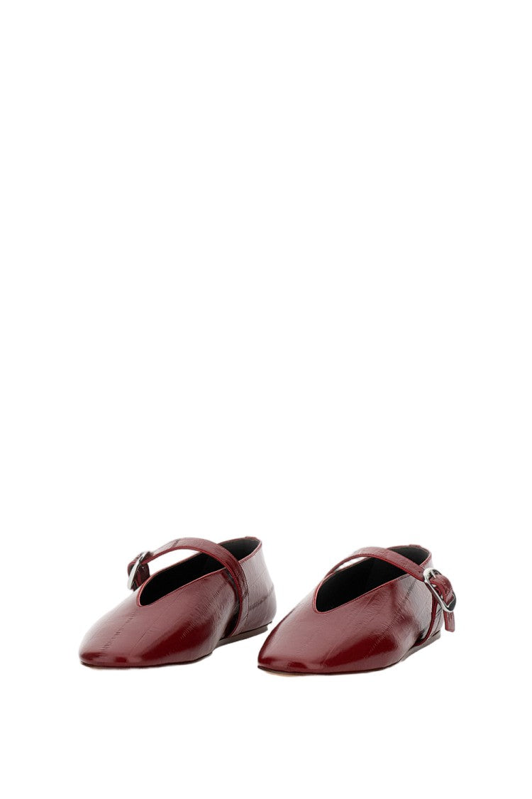 Le Monde Béryl Red Embossed Calf Leather Stella Ballet Flats