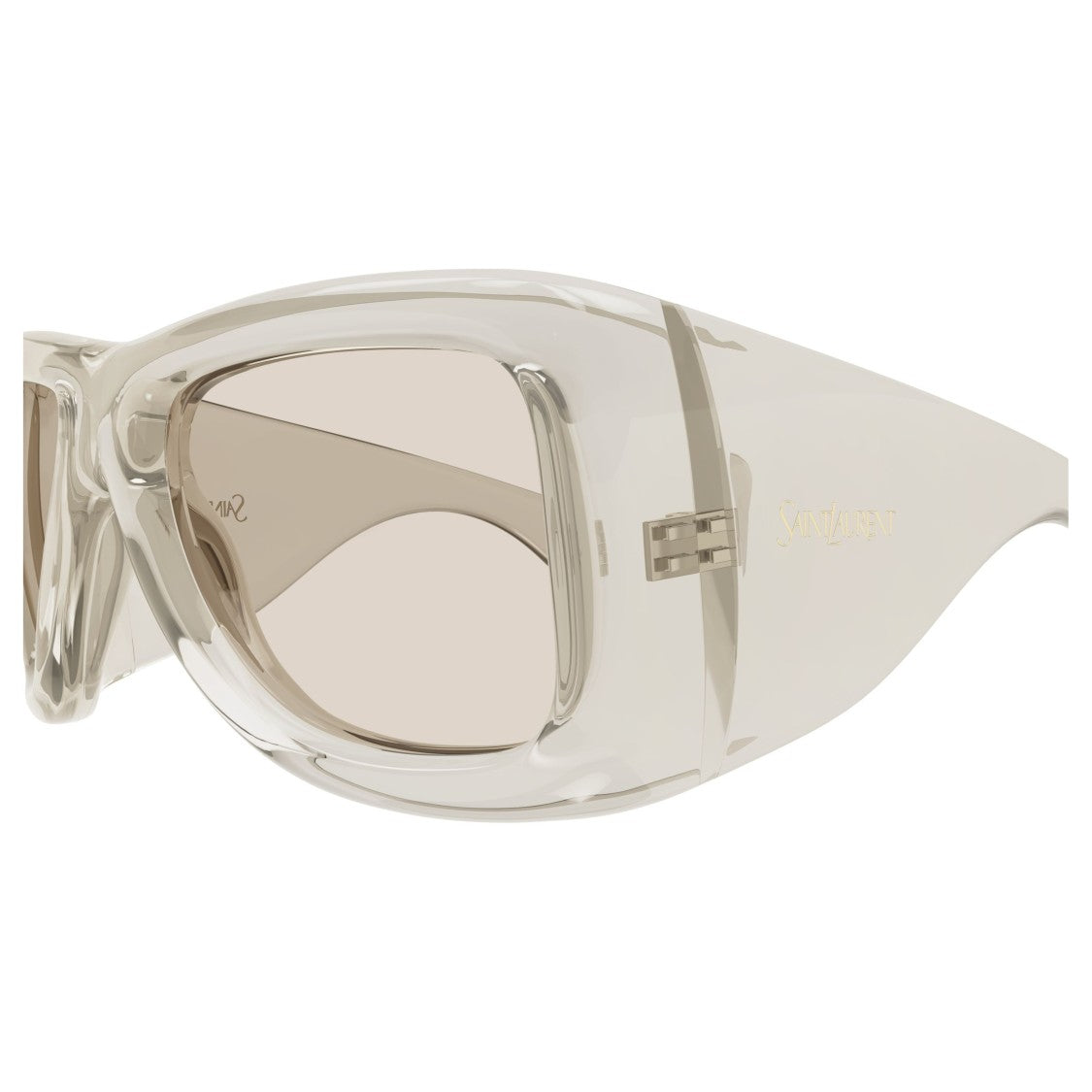 Saint Laurent Oversized Rectangular Frame Sunglasses With Translucent Beige Tint
