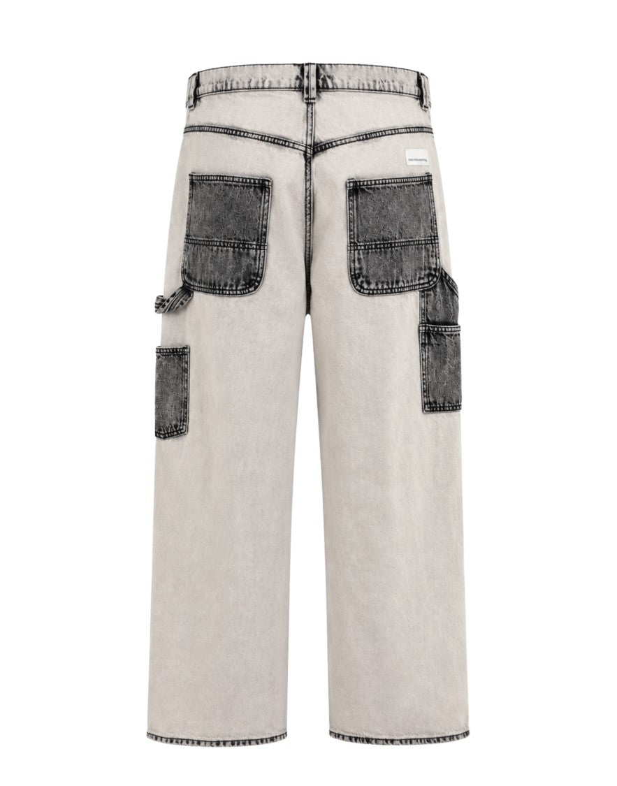 Nine In The Morning Contrast-Wash Pat Cotton Denim Carpenter Jeans
