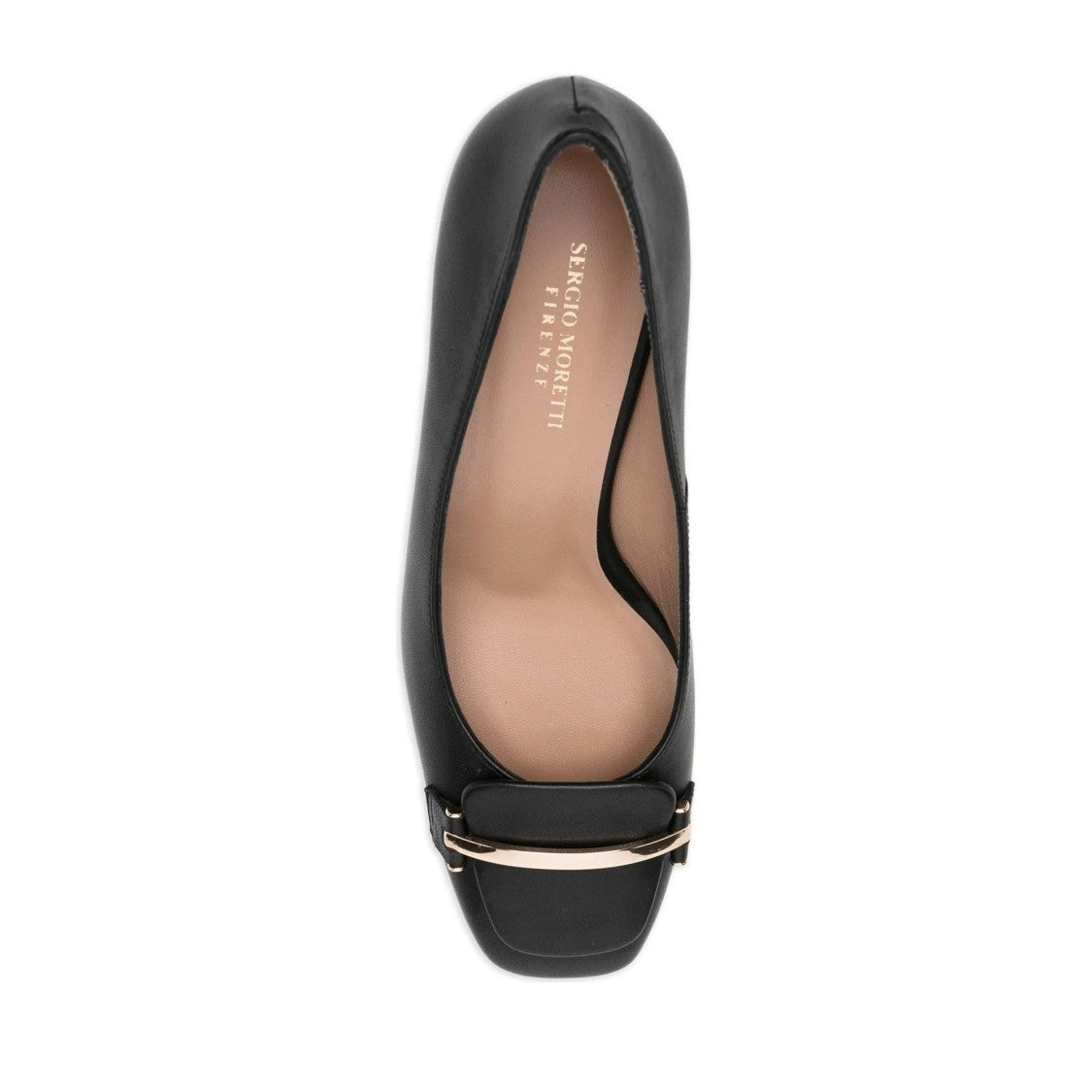 Sergio Moretti Black Refined Flap Design Low Block Heel Dress Pumps