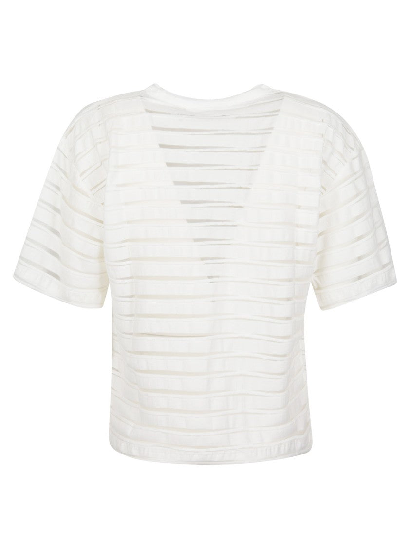 Iro Ulizia Cropped Semi Sheer Striped Top