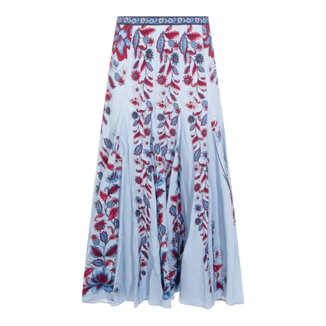 Farm Rio Mid-Length Skirt With Vibrant Floral Abstract Pattern
